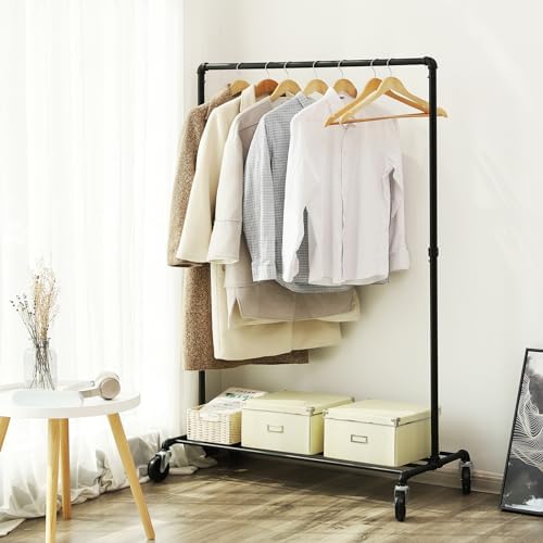 SONGMICS Heavy-Duty Clothes Rack, Single-Rod, Metal Frame on Wheels - Image 5