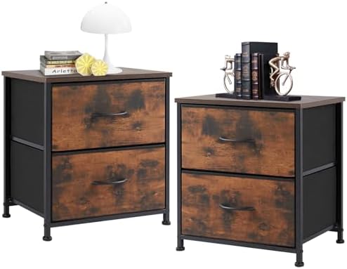 DUMOS Nightstand Set of 2, Bedroom Bedside Table by DumosLifestyle