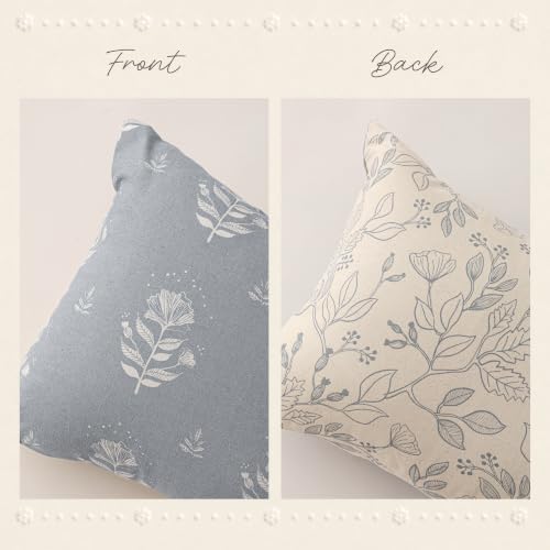 SageSelvas Lumbar Pillow Cover 12x20 Blue Floral Print Cotton - Image 6