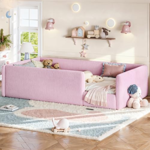 Twin Size Corduroy Upholstered Floor Bed - Image 4