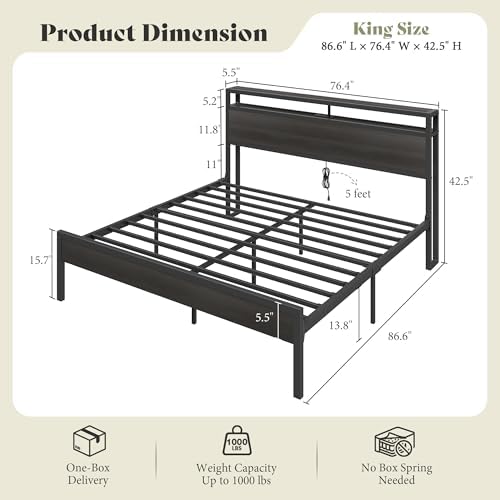 AMERLIFE King Size Platform Bed Frame - Image 2