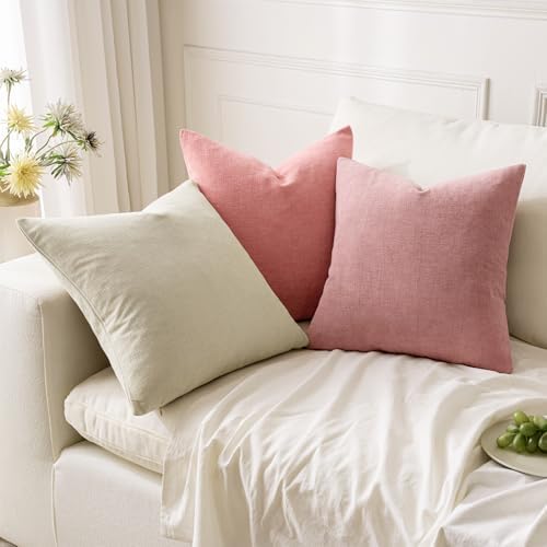 MIULEE Blush Pink Chenille Couch Throw Pillow Covers - Image 4