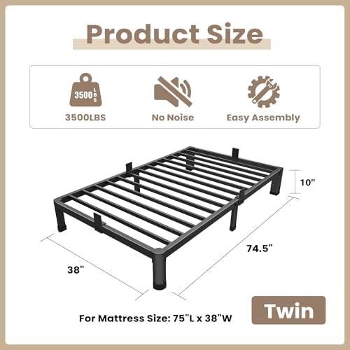 10 Inch Twin Bed Frame Low Profile - Image 2