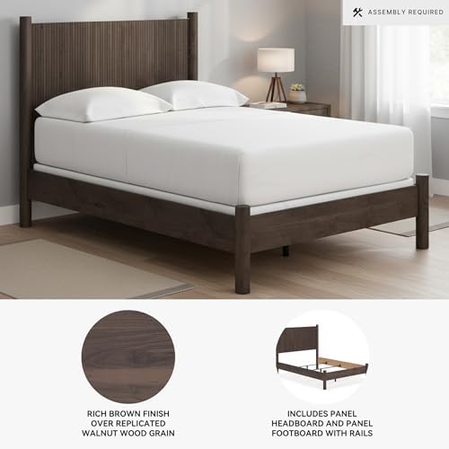 Signature Design by Ashley Brown Wood Full Panel Bed, Reeded Headboard - Image 3