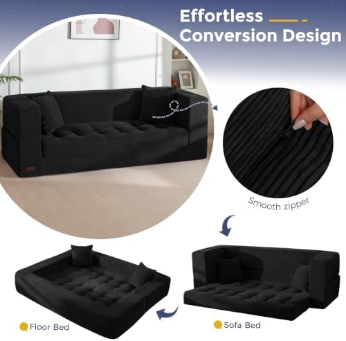MAXYOYO 74.8" Folding Sofa Bed, Convertible Boneless Couch - Image 6