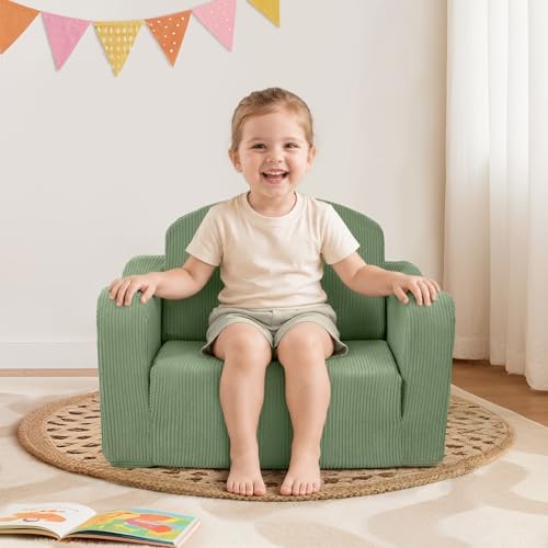 Kids Sofa Chair, 2-in-1 Kids Couch, Fold Out Foam Sofa - Image 5
