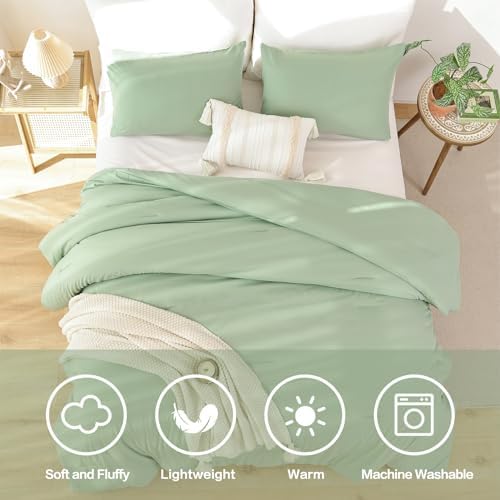 ROSGONIA Queen Comforter Set Sage Green, All Season Lightweight Blanket Quilt - Image 5
