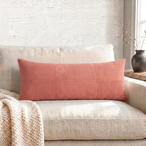 Fancy Homi Set of 1 Coral Boho Long Lumbar Body Decorative Throw Pillow Cover - Image 5