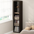 Furinno Cubicle Record Player Stand, 5-Cube Record Storage, Dark Oak by Furinno-FitsYourSpaceFitsYourBudget