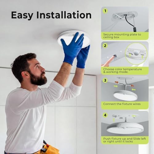 Motion Sensor Ceiling Light Wired, 3000K/4000K/6500K LED Flush Mount Ceiling - Image 7