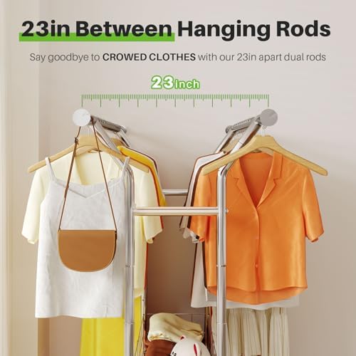 HOKEEPER Heavy Duty Clothes Rack Load 635 LBS Height Adjustable Double Rod - Image 4