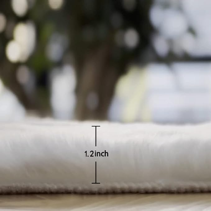 ORINOVA Fuzzy White Machine Washable Runner Faux Rabbit Furry Fur Rugs - Image 2