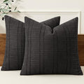 MIULEE Linen Plaid Pillow Covers Decorative 18x18 Black by MIULEE