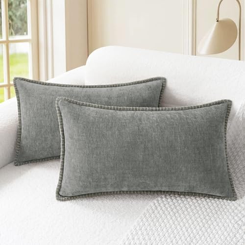 CaliTime Decorative Couch Throw Pillow Covers 20 X 12 Inches Medium Grey by CaliTime