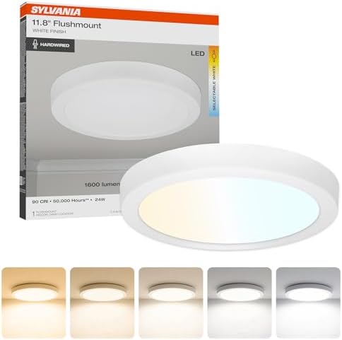 Sylvania 12" LED Flush Mount Ceiling Light Fixture, 5 Color Select, 1600 LMS by LEDVANCE