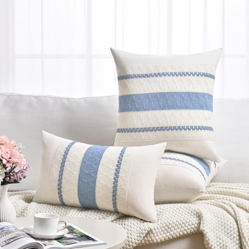 Fancy Homi Set of 1 Boho Light Blue Decorative Throw Pillow Cover 22x22 Inch - Image 6