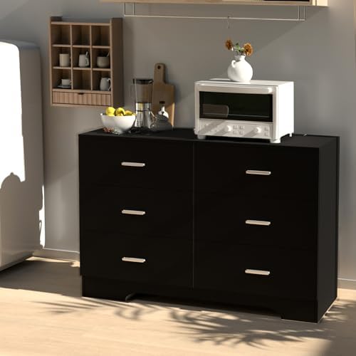 FJTJBSI Dresser with Power Outlets Wooden 6 Drawer Dresser with USB and Type C - Image 6