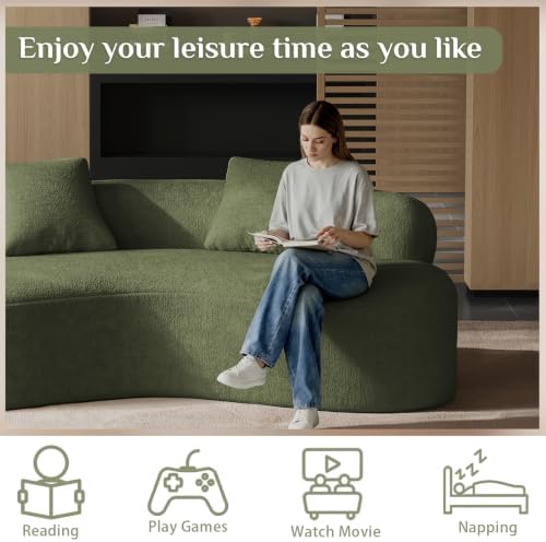 79" Curved Chenille Loveseat, Deep Seat Cloud Couch - Image 4