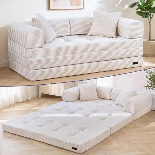 MAXYOYO 63" Convertible Sofa Bed, Boneless Futon Couch Floor Sofa by MAXYOYO