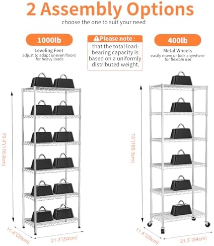 6-Tier Wire Shelving Unit, Metal Shelf Racks - Image 3