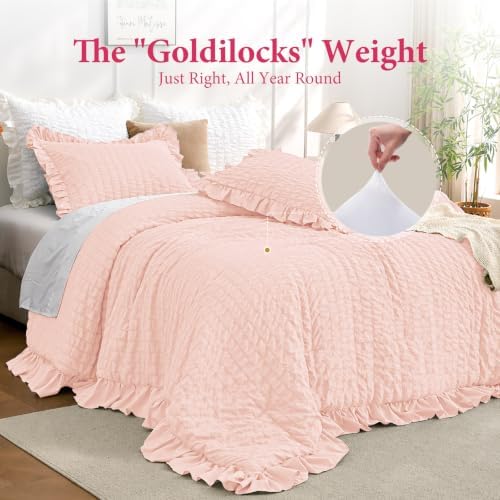 JOLLYVOGUE Blush Pink King Comforter Set - Image 3