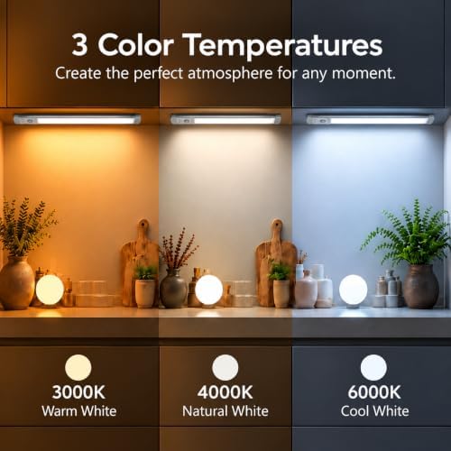 12 Inch Under Cabinet Lighting, 3 Color Motion Sensor Light 2 Pack - Image 4