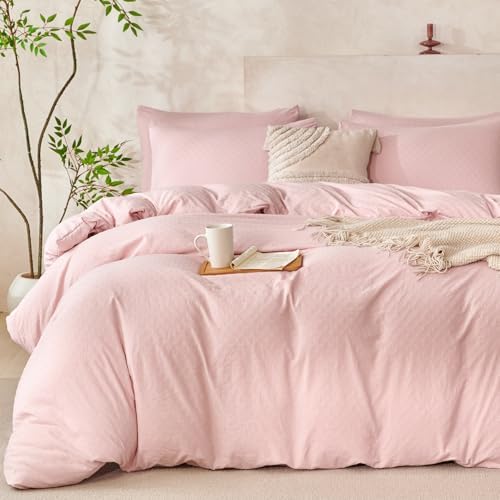 Pink Comforter King Size Set Polka Dots 100% Soft Washed Microfiber Jacquard 3 by BUPIRD