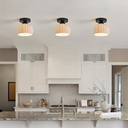 Vintage Black Semi Flush Mount Hallway Ceiling Light 2 Pack 7.1″ Ceramic - Image 6