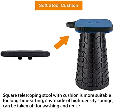 Collapsible Camping Stool with Seat Cushion & Nylon Bag, Square Portable - Image 5