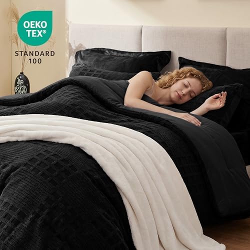 EXQ Home Waffle Comforter Set Queen Size, 3 Pieces Bed Set - Image 2