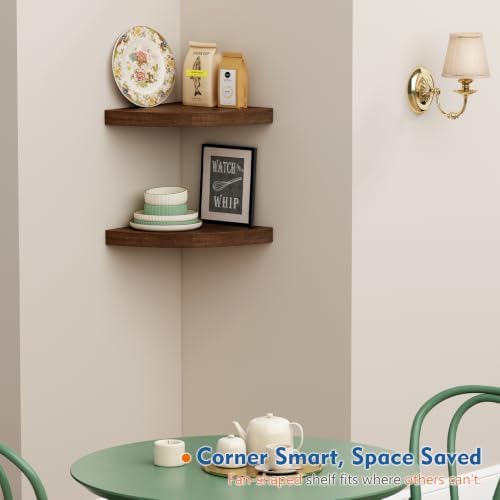 Corner Floating Shelves Wall Mounted, Thick Wood Corner Shelf - Image 2