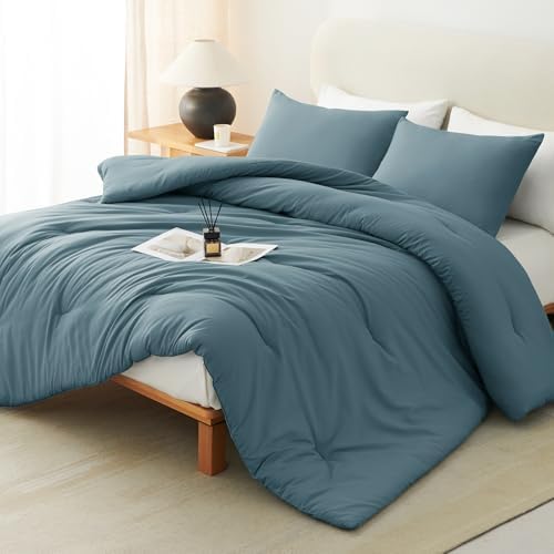 CozyLux Full Comforter Set, 3 Pieces Down Alternative Bedding, Mineral Blue by CozyLux