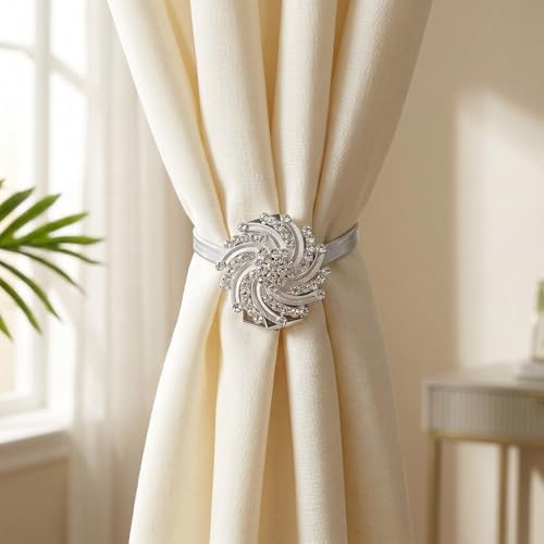 2 Pack Mini Flower Magnetic Curtain Tiebacks Window Holdback Buckles - Image 4