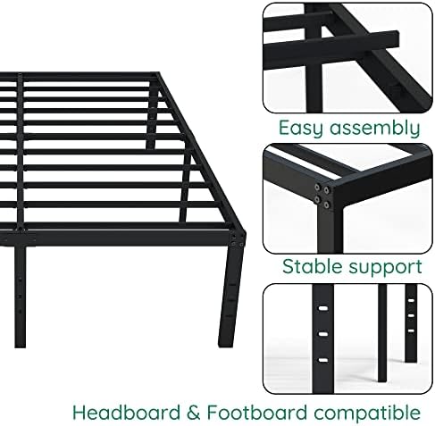 DiaOutro 18 Inch Full XL Bed Frame 80 x 54 Metal Platform - Image 3