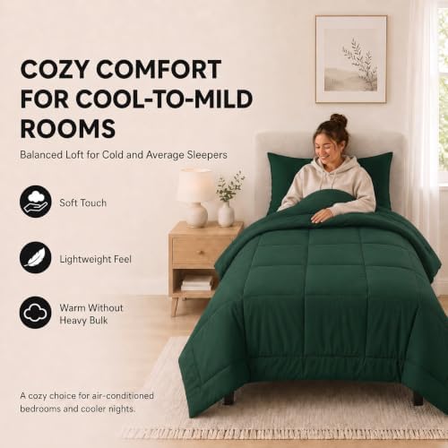 CozyLux Twin XL Comforter Set Emerald Green - Image 4