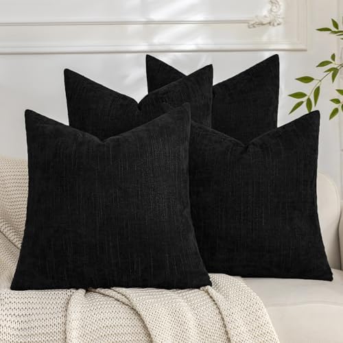 Set of 4 Soft Textured Decorative Throw Pillow Covers 24x24 Inch Cozy Farmhouse by Cozoomy