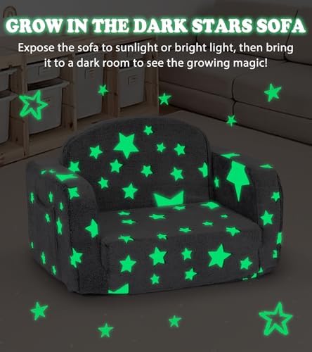 Kids Couch, 2-in-1 Soft Toddler Couch Fold Out - Image 6