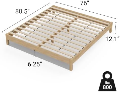 King Bed Frame Signature Solid Pine Wood Platform, Noise Free, Under Bed Storage - Image 2