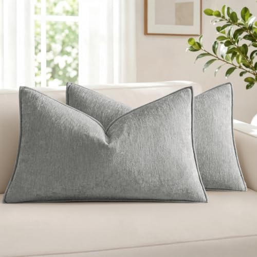 MIULEE Chenille Lumbar Throw Pillow Covers by MIULEE