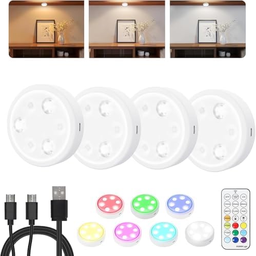 HOLKPOILOT Puck Lights with Remote, 2000mAh Battery Operated Rechargeable Under by HOLKPOILOT