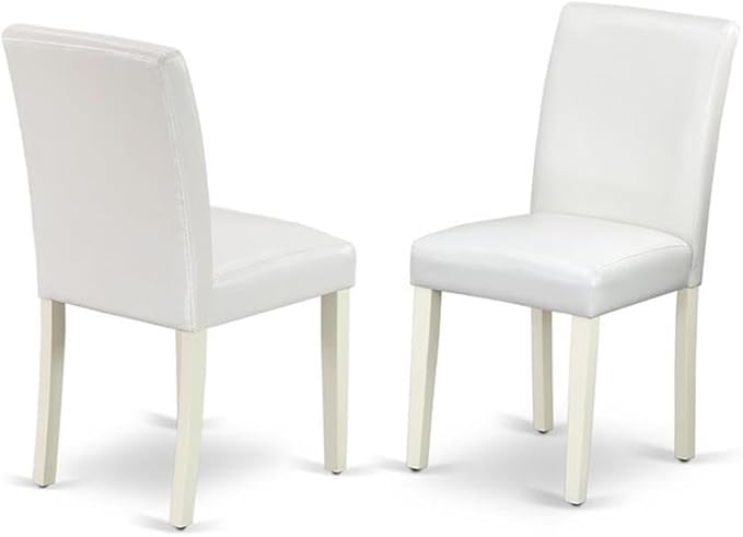 East West Furniture X027AB264-6 6 Piece Dining Table Set Contains a Rectangle Kitchen Table with X-Legs and 4 White Faux Leather Upholstered Chairs with a Bench, 40x72 Inch, Multi-Color