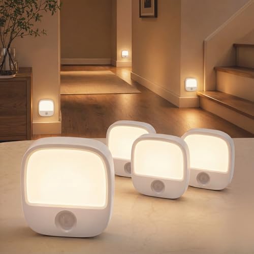 EZVALO Rechargeable Motion Sensor Night Lights, 4 Pack Magnetic Stick-On LED by EZVALO