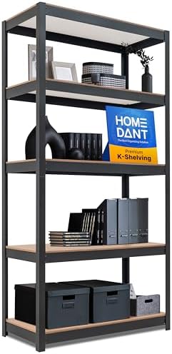 HOMEDANT House Black 36.2" W 5 Tier Storage Shelves Garage Shelving Unit by TheBestOrganizingSolution