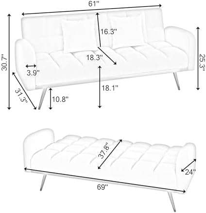 Teddy Convertible Futon Couch Bed - Image 2