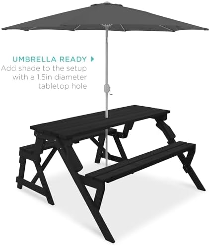 Best Choice Products 2-in-1 Transforming Interchangeable Outdoor Wooden Picnic - Image 5