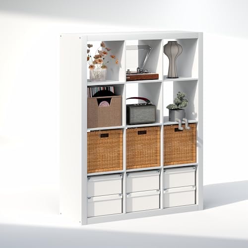 Furinno Cubicle Record Player Stand, 12-Cube Vinyl Record Storage - Image 4