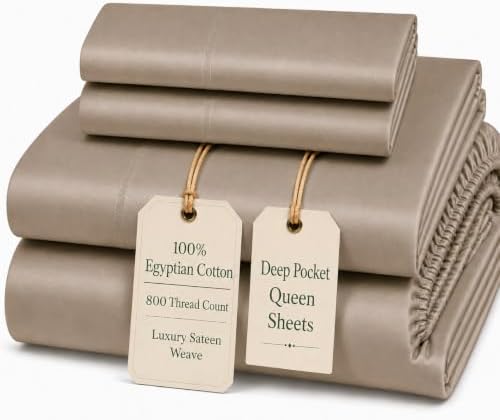Deep Pocket Queen Sheets set, 100% Cotton Sheets Queen Size set by CHATEAUHOMECOLLECTION