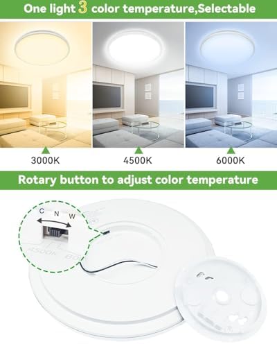 zemty 12Pack 12 Inch LED Flush Mount Ceiling Light, Super Slim 28W 3200lm LED - Image 3
