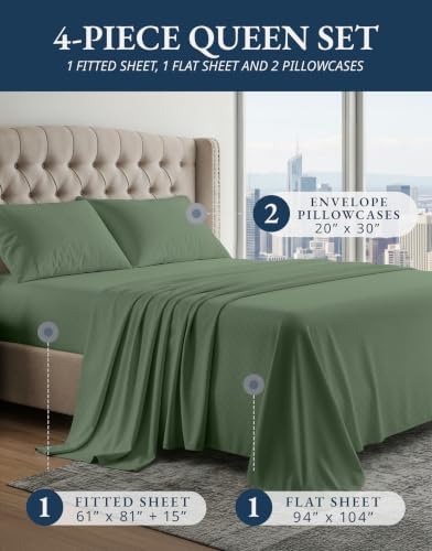 LANE LINEN 100% Egyptian Cotton Sheets Queen - Image 2