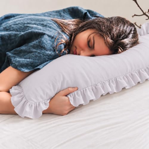 Beige Gray Pillowcases King Pillowcases Ruffled Pillow Shams Set of 2 Cute - Image 6